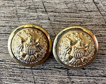 Antique Brass Uniform Cuff Button - US Eagle and Shield Dome Brass Navy Button - T W & W Paris - Rare Antique Military Button