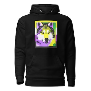 Enby Wolf Subtle Unisex Hoodie - Choose White Black or Gray - Nonbinary Pride