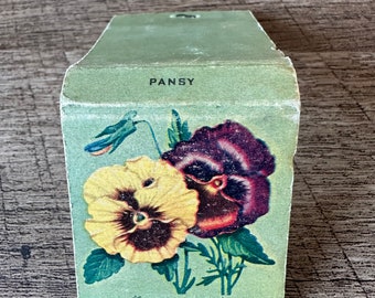 Vintage 1957 Ohio Blue Tip Pansy Matchbook - Rare Green Background - Good Used Condition - Collectible Blue Tip Matches - Ohio Match Company