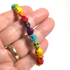 Rainbow Gay Pride Skull Bracelet, Halloween, Dia de los Muertos, Day of the Dead, Gay Lesbian Queer Jewelry, LGBTQIA+