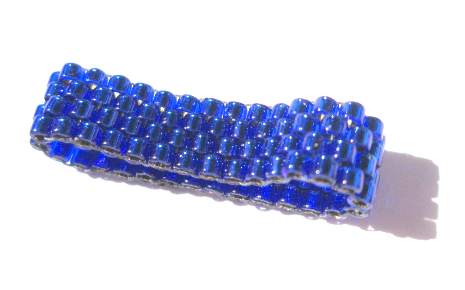 Sapphire Blue Bead Ring, Translucent Cobalt Blue Silver Lined Bead Ring ...