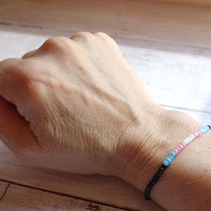 Skinny Transgender Pride Bracelet - Minimalist Layering Jewelry - LGBTQ+ SAGA