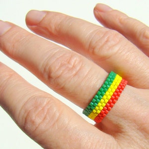 Rasta Seed Bead Ring: Reggae Festival Jewelry