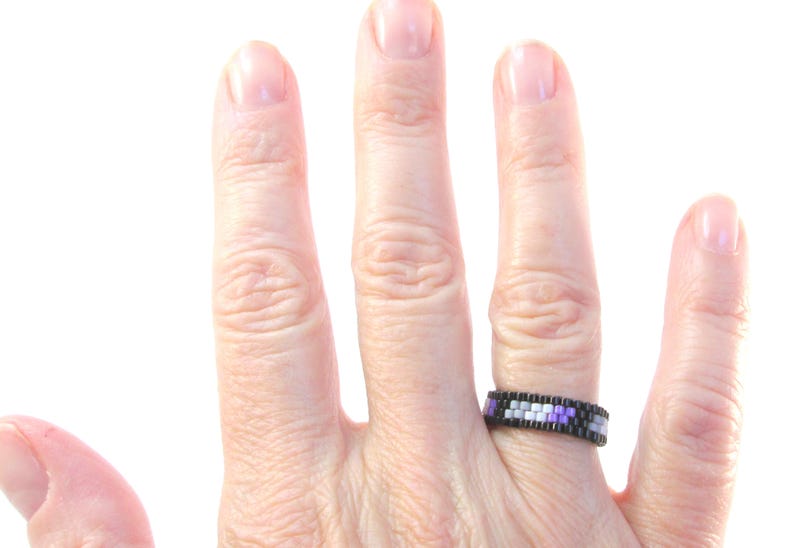 Asexual Pride Ring, Skinny Beadwork Ring, Thin Band Ring, Ace Pride jewelry,LGBTQ 