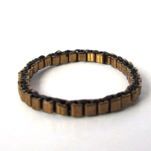 Bronze Seed Bead Ring: Waterproof Stacking Ring with Japanese Glass
