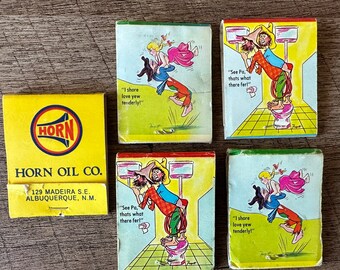 Lot of 5 Vintage Matchbooks - Fathers Day Gift for Car or Auto Lover - Albuquerque New Mexico - Route 66 - Dad Humor - Great for Fathers Day
