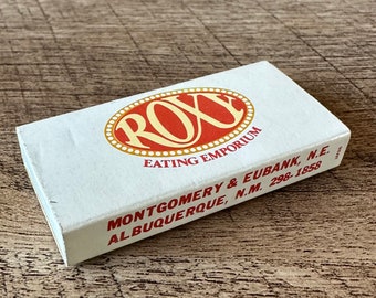 Roxy Eating Emporium Vintage Match Box - Albuquerque NM - Original Wooden Matches - Very Good Used Condition - PocketBox Diamond Match