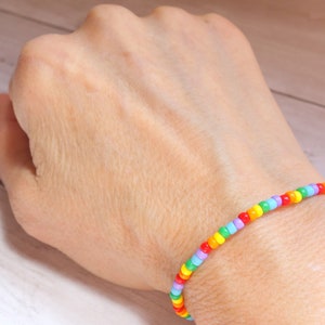 Rainbow Seed Bead Bracelet: Minimalist Pride Jewelry