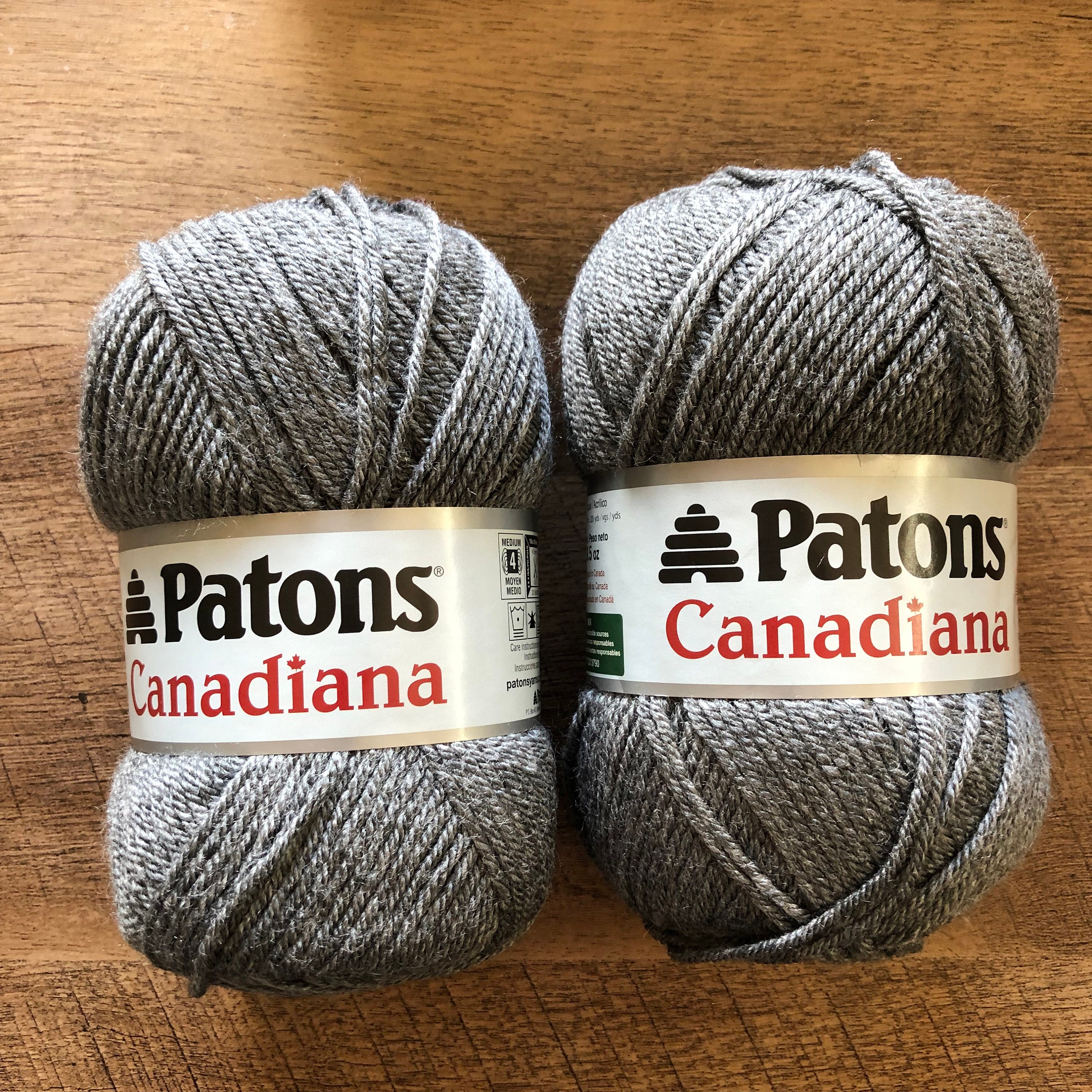 Patons Canadiana Yarn in Medium Grey Mix Color 10044 Dye Lot 244510 Destash  Lot of 2 Skeins 100% Acrylic 