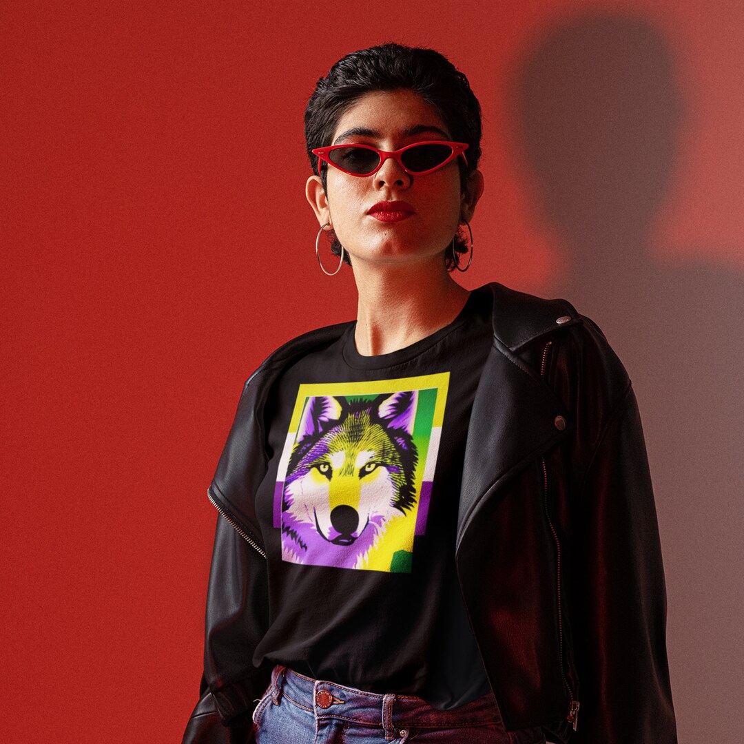 Non Binary Pride Wolf Organic Cotton T-shirt - Etsy