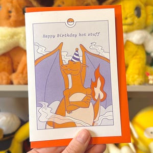Charizard-Inspired Greeting Card | Happy Birthday Hot Stuff | Funny Pokémon Birthday Card