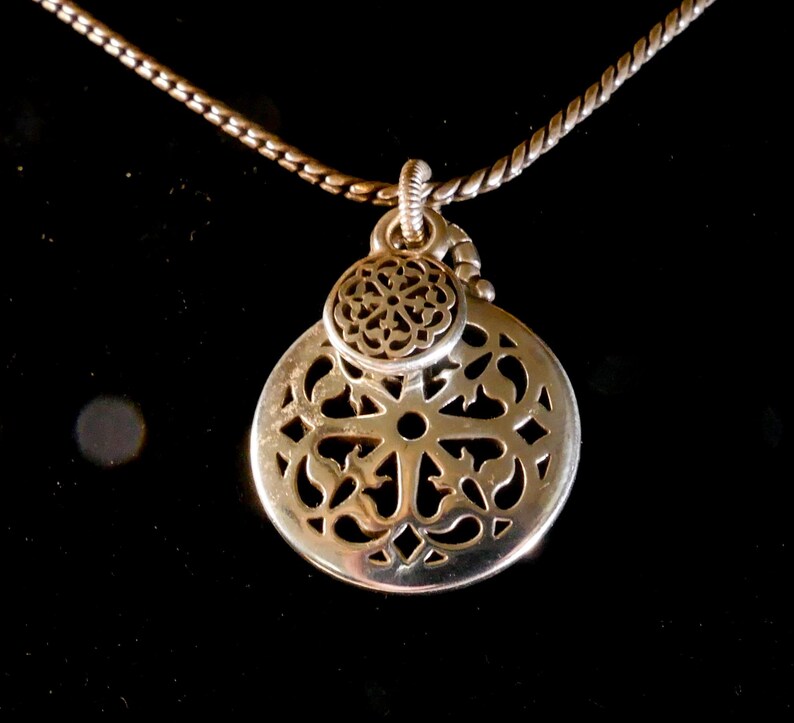 Brighton Ferrara Petite Necklace Silver Tone Cathedral Window Medallion Pendant image 3