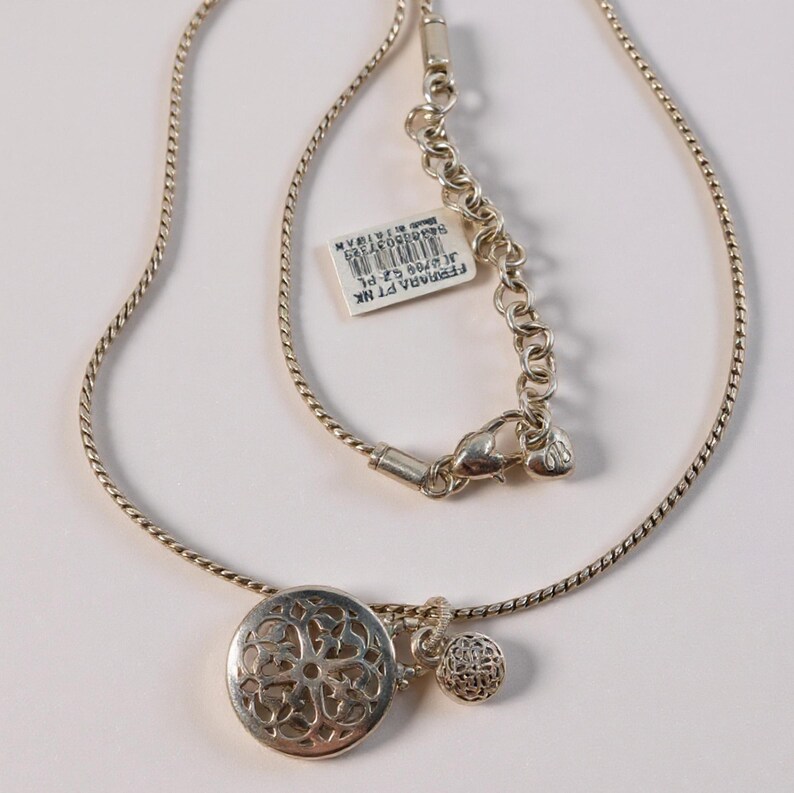 Brighton Ferrara Petite Necklace Silver Tone Cathedral Window Medallion Pendant image 5