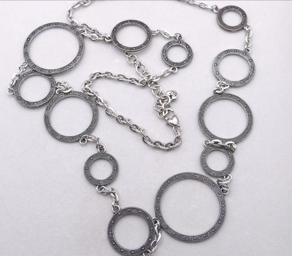 Brighton Silver Tone Circle Statement Necklace 36… - image 5