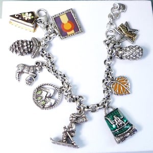 Retired Brighton Colorado Charm Bracelet: Enamel, Silver Tone, Travel, Nature, Denver image 1