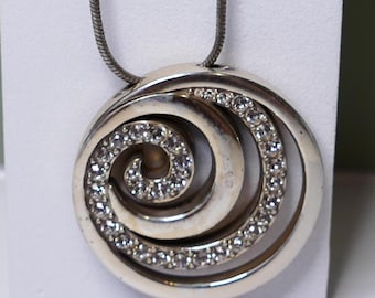 Brighton Silver Tone Spiral  Rhinestone Swirl  Necklace