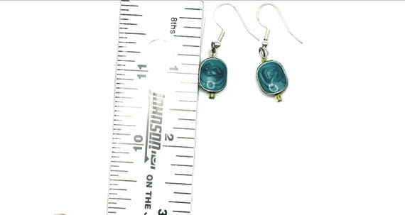Blue Dyed Agate Dangle Earrings Artesian Gemstone… - image 4