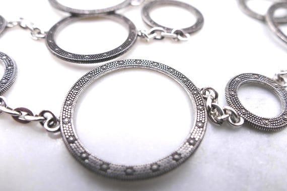 Brighton Silver Tone Circle Statement Necklace 36… - image 1