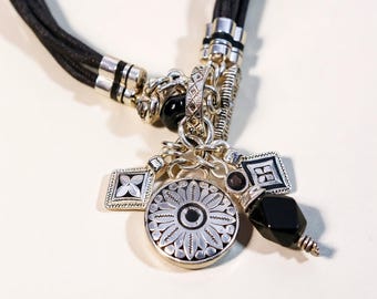 Retired Brighton Front Toggle Charm Necklace Silver Tone 5 Charms