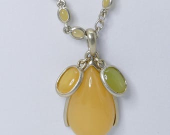 LOFT Yellow Statement 30 inch Long Pendant Necklace Mustard Citrine Color Stones