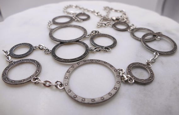 Brighton Silver Tone Circle Statement Necklace 36… - image 2