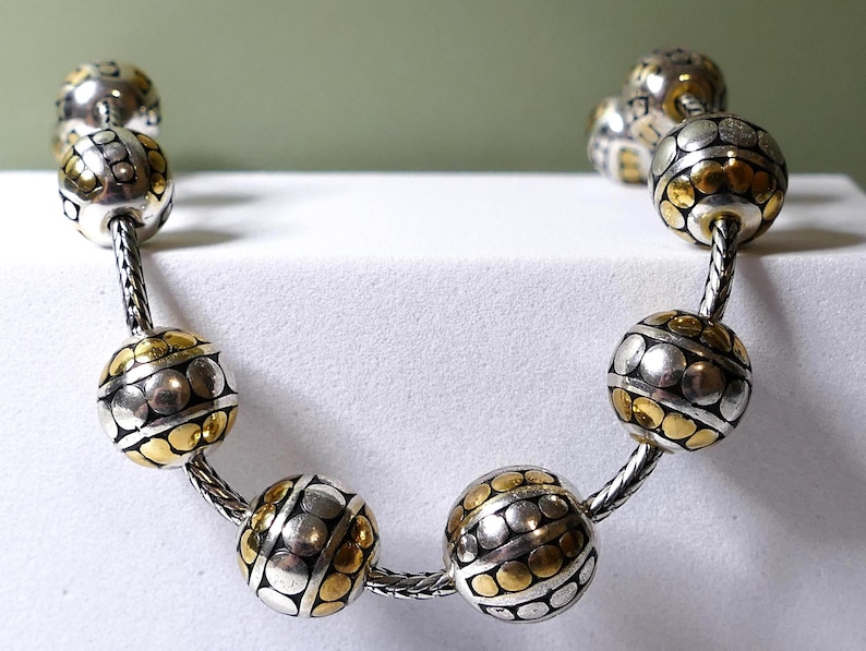 Brighton Necklace and Earrings Set Two Tone Beaded Jewelry Silver Gold Gift Set Bild 1