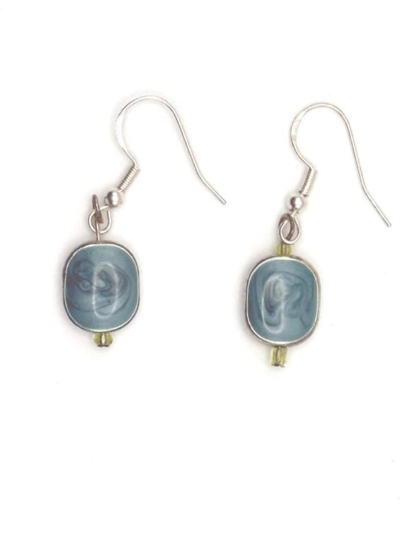 Blue Dyed Agate Dangle Earrings Artesian Gemstone… - image 5