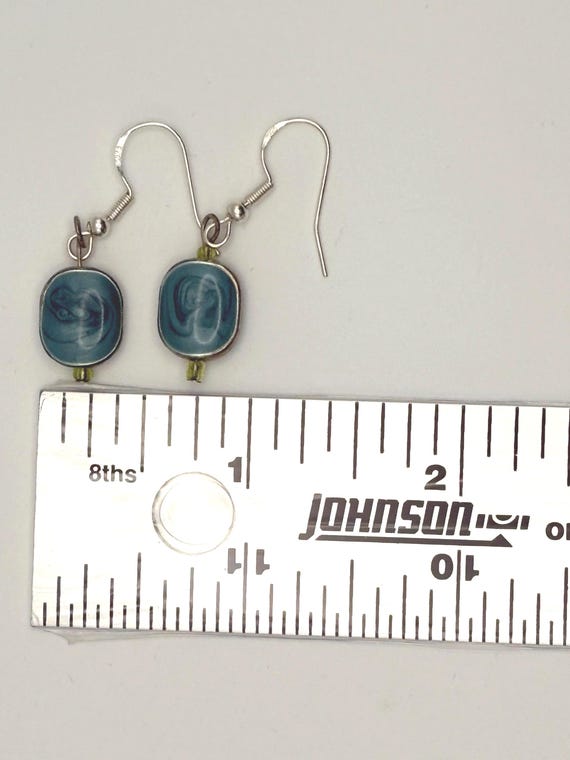 Blue Dyed Agate Dangle Earrings Artesian Gemstone… - image 6