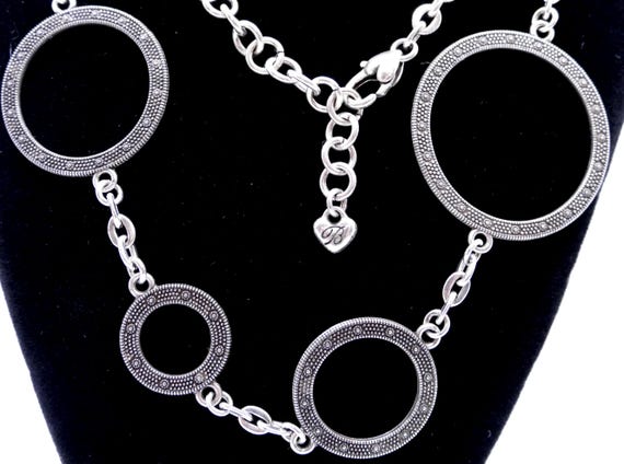 Brighton Silver Tone Circle Statement Necklace 36… - image 4
