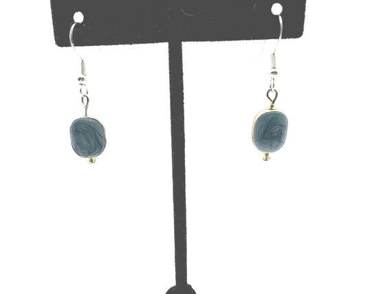 Blue Dyed Agate Dangle Earrings Artesian Gemstone… - image 2