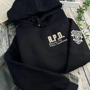 Raccoon City Police R.P.D Embroidered Sweatshirt and Hoodie, Resident Evil Merch, Gamer Gifts