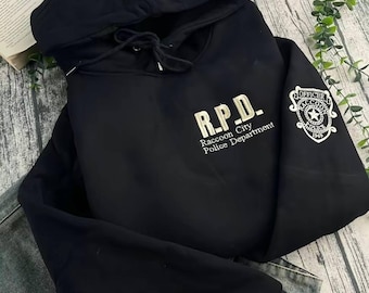 Raccoon City Police R.P.D Embroidered Sweatshirt and Hoodie, Resident Evil Merch, Gamer Gifts