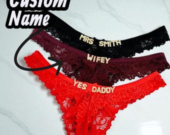 Custom Name Thong Personalised Name Thong Custom Name Lace Thong  Custom Thong