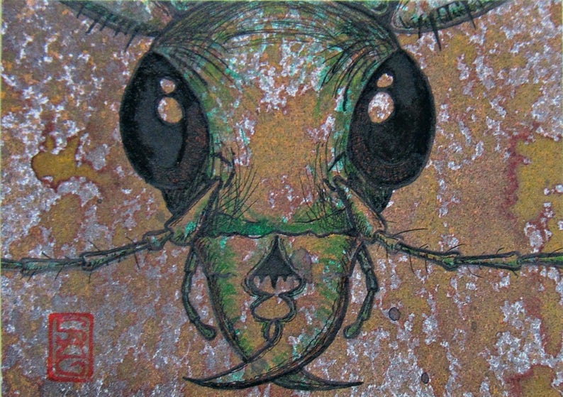 Insect Art ACEO Green Tiger Beetle Archival Print