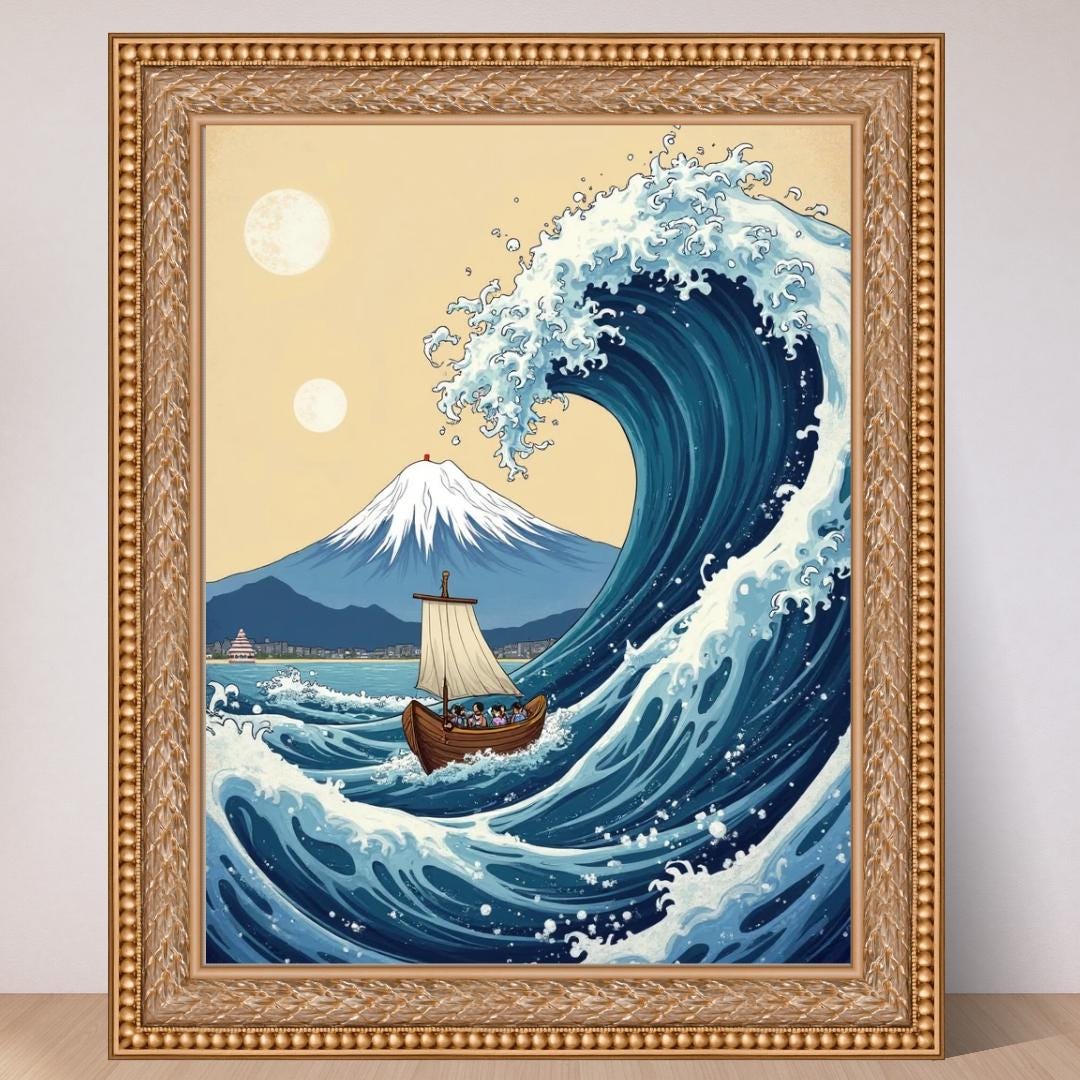 Ukiyo-e Wave & Mt. Fuji Puzzle – Japanese Art Jigsaw (100/250/500 ...