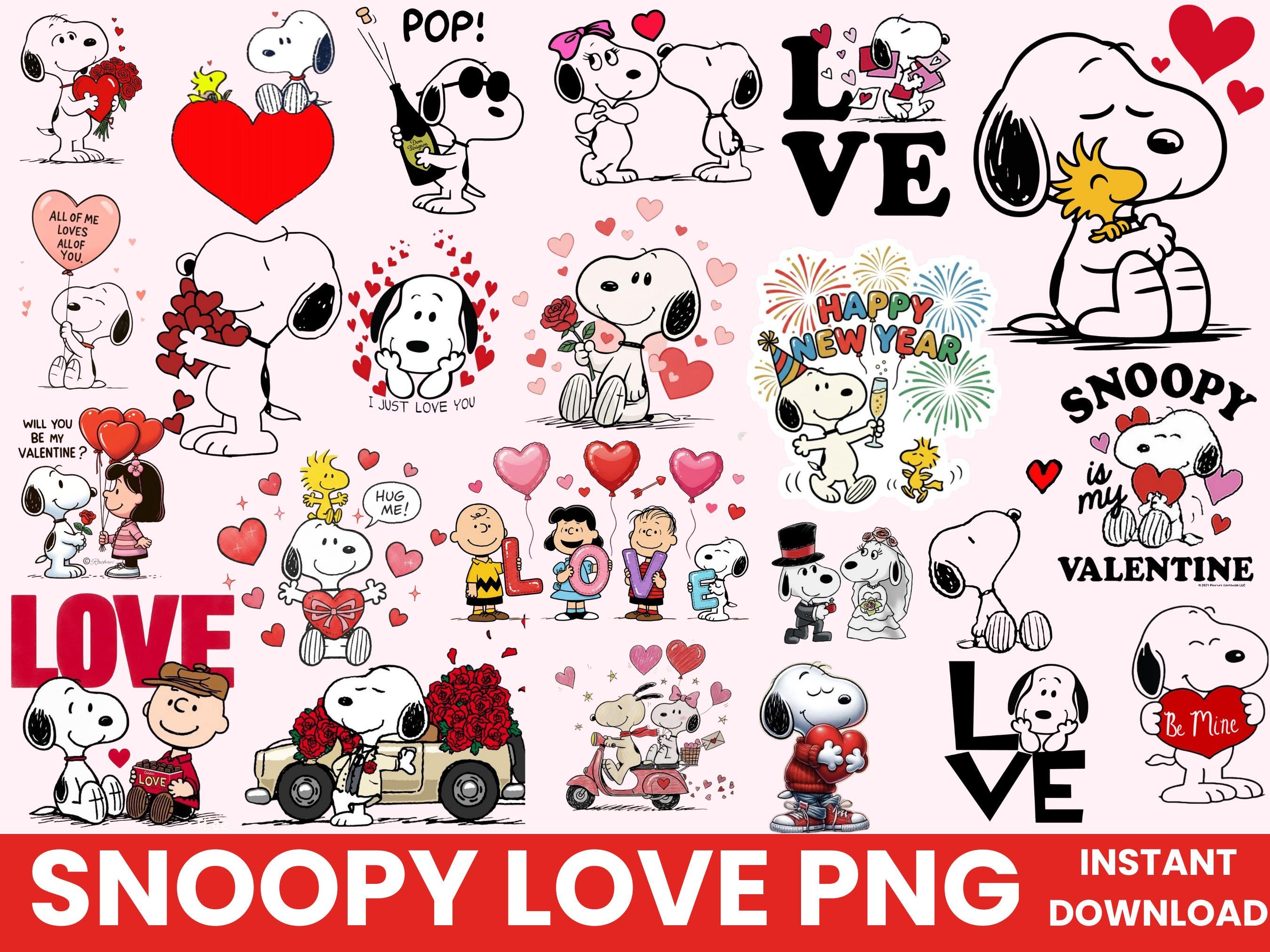 スヌーピー ラブ PNG バンドル | バレンタインデー クリップアート