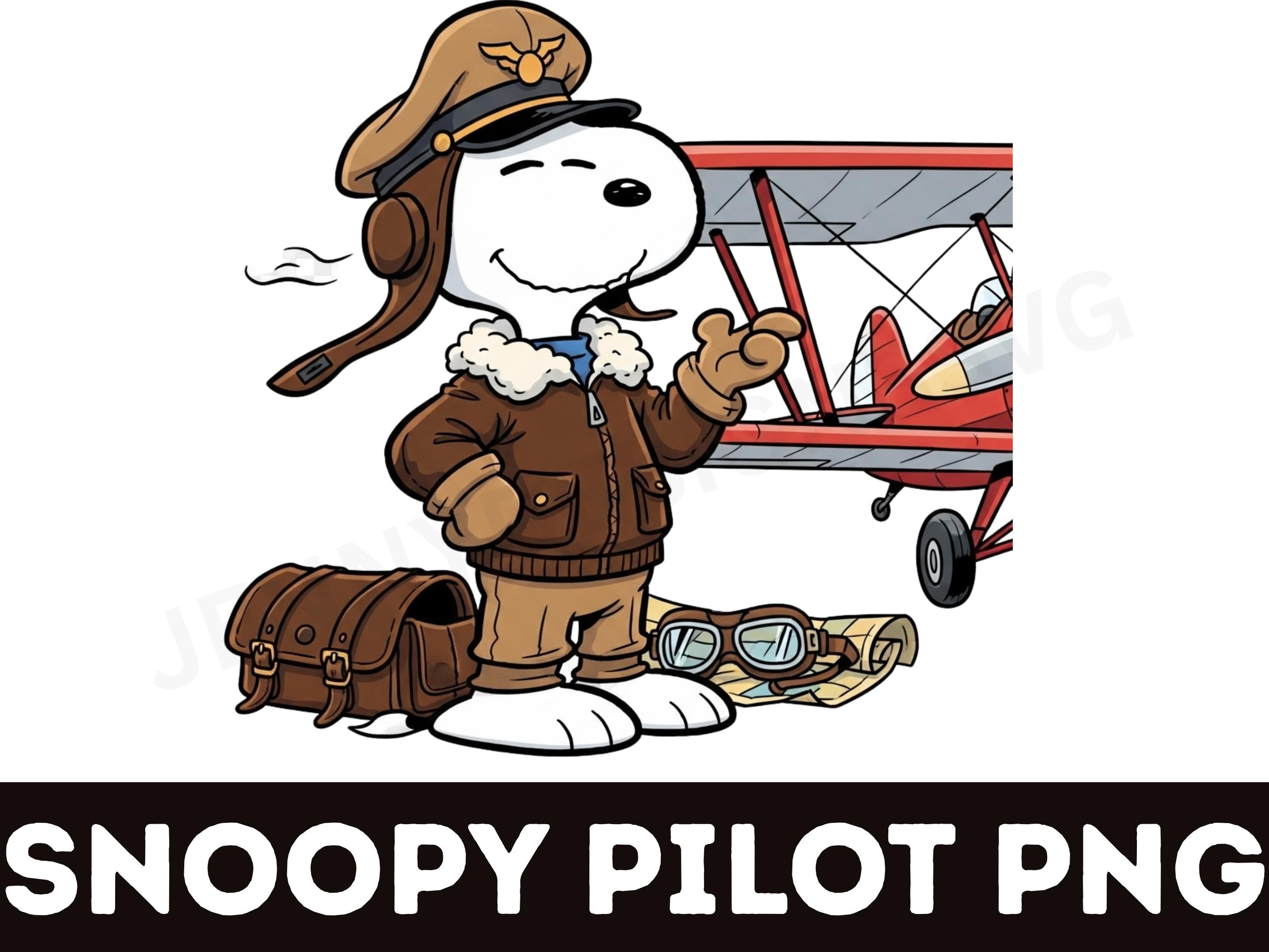 Snoopy Pilot PNG: Retro Cartoon Dog Flying Airplane Clipart - Etsy