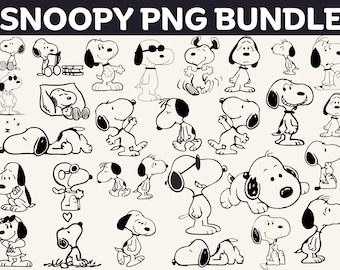 Snoopy Clipart Bundle, Retro Cartoon Beagle Dog PNG (Digital Download)