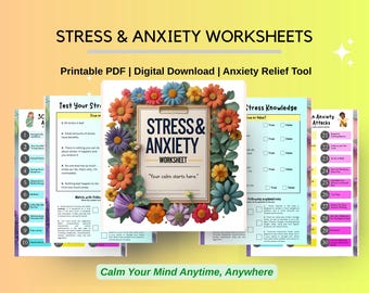 Stress and Anxiety Relief Workbook: Self-Help Journal (Printable PDF)