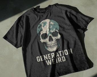 Oversized | Generation Weird Skull Earth T-Shirt | Gothic Punk Alternative Streetwear | Weirdcore Grunge Graphic Tee
