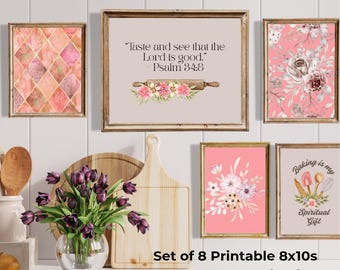Floral Kitchen Wall Art | Baking & Faith 8x10 Prints (Digital Download)