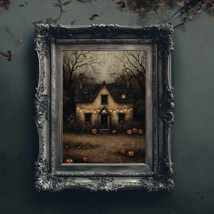 Haunted Halloween House Digital Print: Spooky Cottagecore Wall Art (Digital Download)