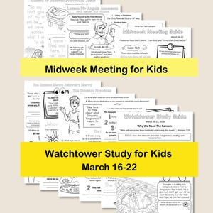 Midweek Meeting (OCLM) & Watchtower Workbooks for Kids - March 16-22