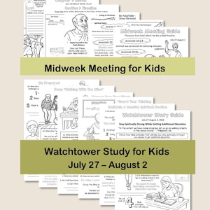 Midweek Meeting (OCLM) & Watchtower Workbooks for Kids - July 27-August 2