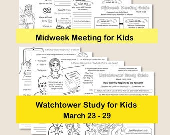 Midweek Meeting (OCLM) & Watchtower Workbooks for Kids - March 23-29