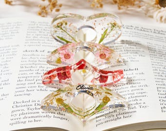 Real Birth Flower Book Page Holder, Floral Resin Thumb Page Holder, Page Spreader, Book Accessories, Book Lover Gift, Birthday Gift