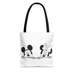 Mickey & Minnie Tote Bag, Cute Mickey Mouse Gift, Kids Bag, Disney Lovers Tote, AOP Shopping Bag, Kids Birthday Bag, Cartoon Bag