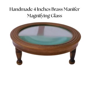 Antiqued Brass Magnifying Glass Dome Desk Magnifier Solid Brass 5X Magnification Handmade 4&quot; Tabletop Magnifying Glass Loupe with Legs