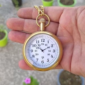 Vintage Brass Pocket Watch – 2&quot; Steampunk Antique Timepiece Halloween Gift  for Men Collectible Mechanical Watch for Him