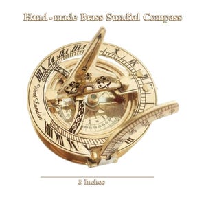 Brass Sundial Compass Shiny Gold Nautical Compass Vintage Pocket Compass | Working Sundial Compass Halloween Gift  Steampunk Decor